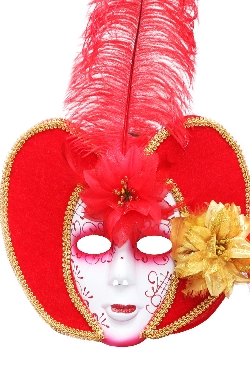 MASCHERA DOMINO VENEZIANO ROSSO